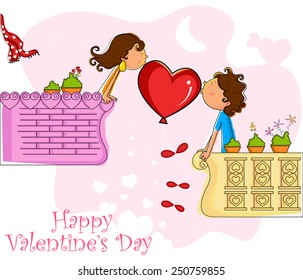 Love couple making heart in balcony in vector