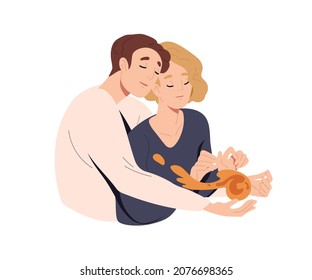 Love couple of man and woman in romantic relationships. Passion and intimacy concept. Beloved partners hugging and care about relations together. Flat vector illustration isolated on white background