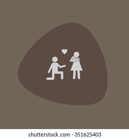 Love couple marriage proposal vector icon