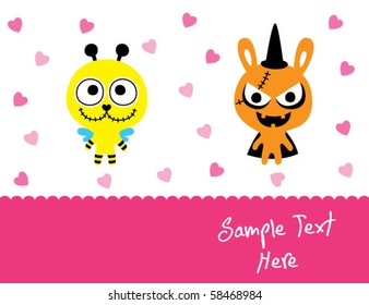 love couple monster doodle