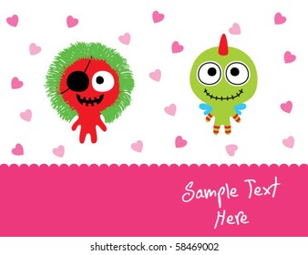 love couple monster doodle