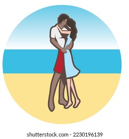 love couple with ocean in behind