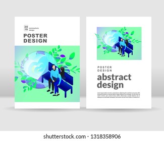 love couple on the bench concept. Poster template