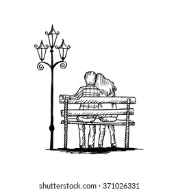 Couple On Bench Sketch Images Stock Photos Vectors Shutterstock