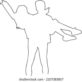 Love Couple Outline Silhouette Line Art Stock Vector (Royalty Free ...