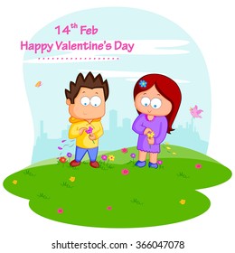 Love Couple Playing He Loves Me Loves Me Not For Valentine's Day In Vector