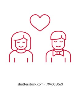 love couple relationship thin line icon