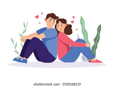 love couple : sit together while enjoying nature