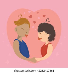 love couple in valentines day celebration date heart