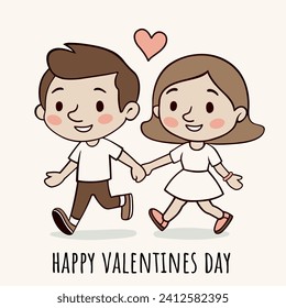 Love couple walk cartoon character card