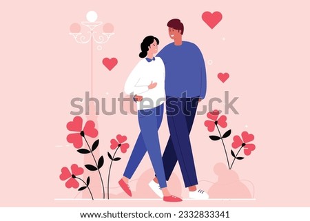 
Love couple walking in the park