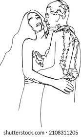 love couplers caught in an intimate position line art illustration