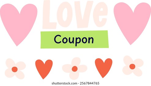 Love Coupon Lettering Banner Vector Illustration