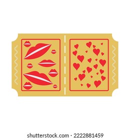love coupon with lips and hearts