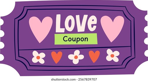 Love Coupon Ticket Vector Illustration