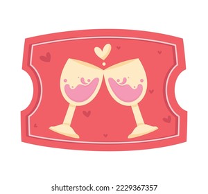 love coupon with wine cups icon