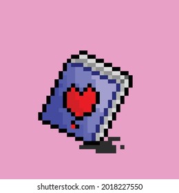 love cover book with pixel art style