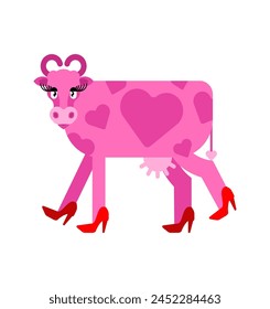 Me encanta la vaca. Una VACA con corazones es un símbolo de amor y fidelidad. Ilustración del 14 de febrero. Día de San Valentín. Día de San Valentín