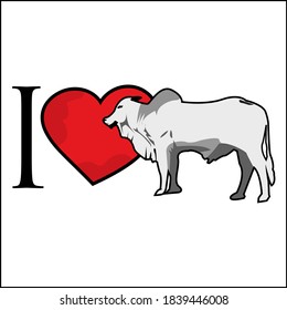 I love cow. Vector Illustration on white background.	