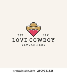 Love cowboy logo vector hipster vintage icon illustration