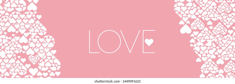 LOVE - creative hand drawn calligraphy on pale pink background for Valentine`s Day cards, party invitations, greetings, posters, flyers, wedding design and decoration, banners, flyers, prints, web.