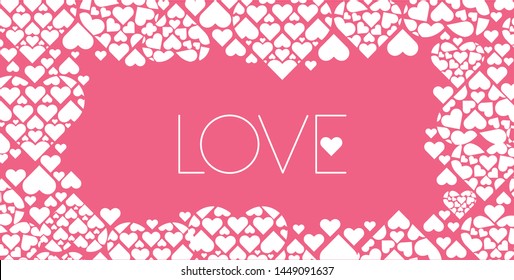 LOVE - creative hand drawn calligraphy on pink background for Valentine`s Day cards, party invitations, greetings, posters, flyers, wedding design and decoration, banners, flyers, prints, web.