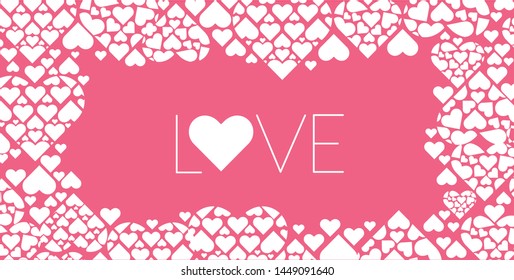 LOVE - creative hand drawn calligraphy on pink background for Valentine`s Day cards, party invitations, greetings, posters, flyers, wedding design and decoration, banners, flyers, prints, web.