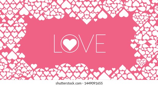 LOVE - creative hand drawn calligraphy on pink background for Valentine`s Day cards, party invitations, greetings, posters, flyers, wedding design and decoration, banners, flyers, prints, web.