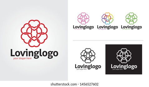 Love creative and minimalist logo template Set