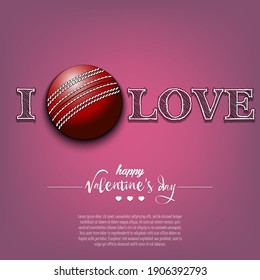 I love cricket. Happy Valentines Day. Design pattern on the football theme for greeting card, logo, emblem, banner, poster, flyer, badges, t-shirt. Vector illustration