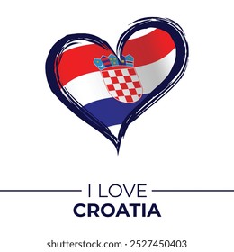 I Love Croatia Banner with Flag in Heart. Croatia love Emblem Isolated on White Background. Vector, Illustration, Isolated, Love, Background.