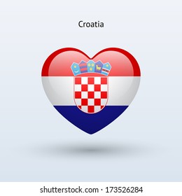 Love Croatia symbol. Heart flag icon. Vector illustration.