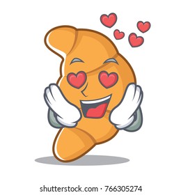 In love croissant character cartoon style