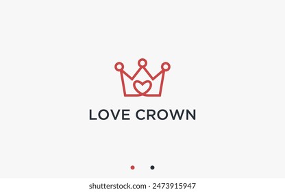 love with crown logo design vector silhouette illustration