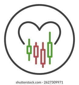 I Love Crypto Trading vector Heart concept outline round icon or sign