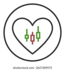 I Love Cryptocurrency Investment and Trading vector concept thin line round icon or symbol