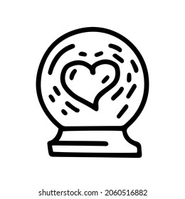 love crystal ball line vector doodle simple icon