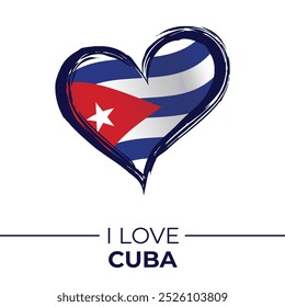 I Love Cuba Banner with Flag in Heart. United Kingdom love Emblem Isolated on White Background. Vector, Illustration, Isolated, Love, Background.