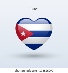 Love Cuba symbol. Heart flag icon. Vector illustration.