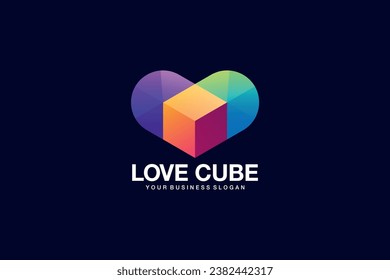 love cube vector template logo design