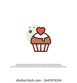 love cup cake icon valentines day