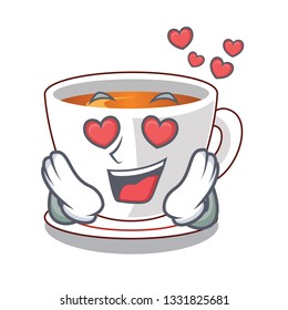 In love cup mint tea isolated with character