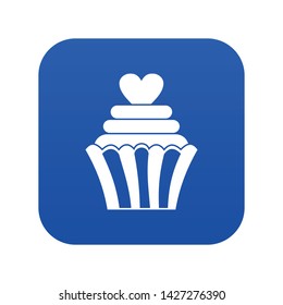 Love cupcake icon digital blue for any design isolated on white vector illustration