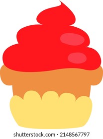 Love cupcake, illustration, vector on a white background.
