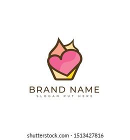Love cupcake logo design template vector eps