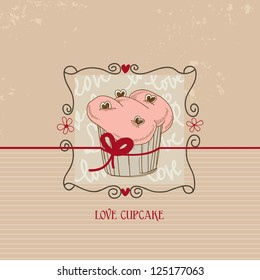 Love cupcake, Valentine day cute card