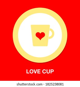 love cupful icon. cup of coffee tea hot with red heart icon on white background