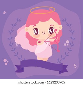 Love cupid cartoon design of Passion romantic valentines day wedding decoration and marriage theme Vector illustration