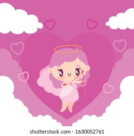 Love cupid cartoon design of Passion romantic valentines day wedding decoration and marriage theme Vector illustration