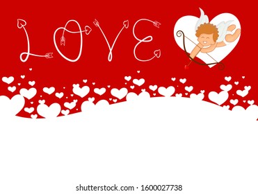 LOVE cupid Happy Valentines day card,Wallpaper, flyers, invitation, posters, brochure, banners.